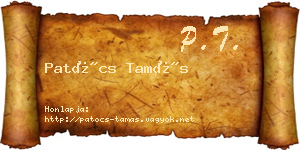 Patócs Tamás névjegykártya
